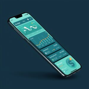 lucid origin professional flat illustration of a smartphone with multiple budget app interfac 0